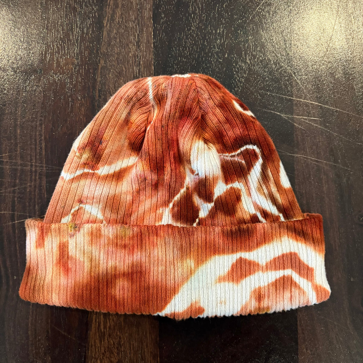 Riverstone Hand-Dyed Tie-Dye Beanie - Rust Brown