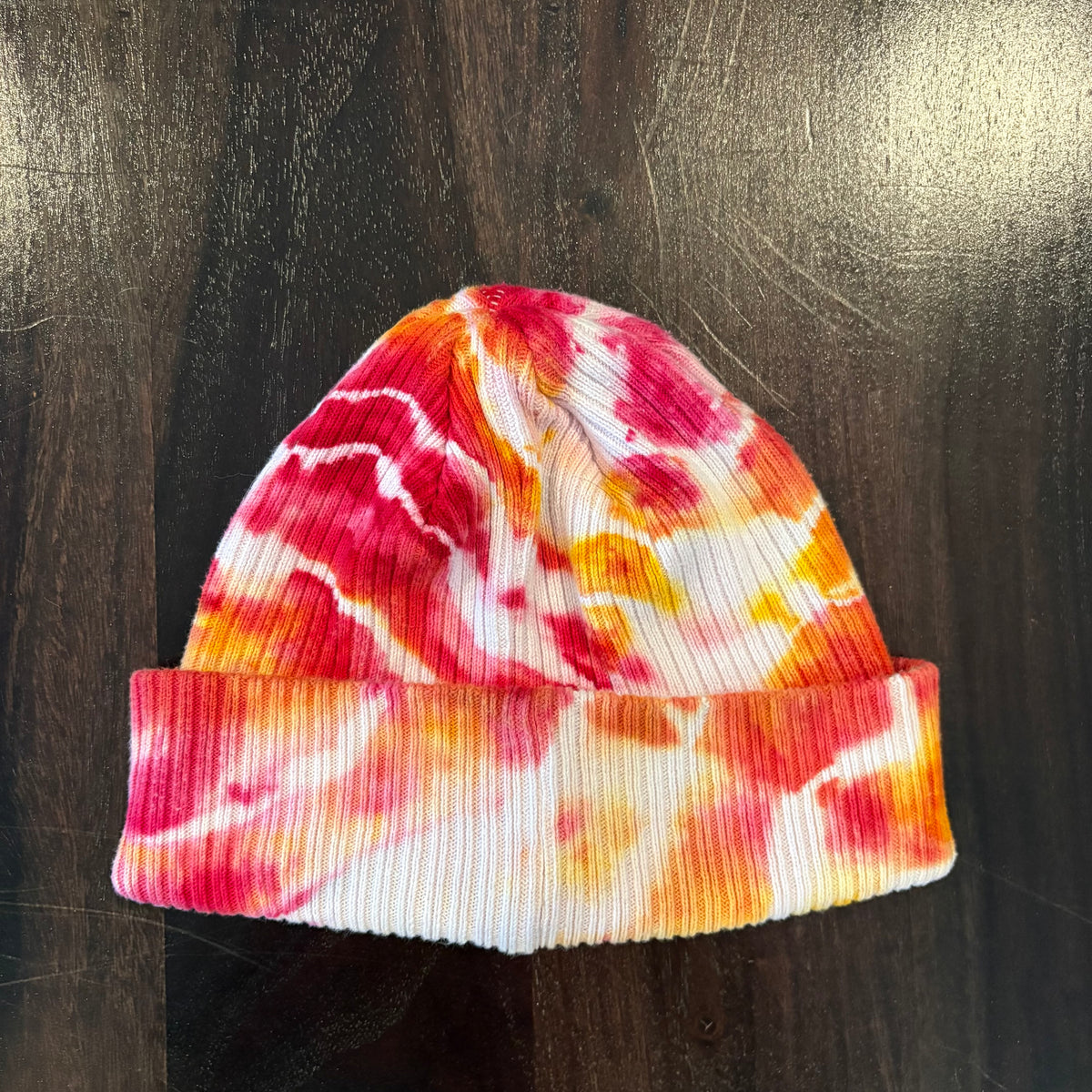 Riverstone Hand-Dyed Tie-Dye Beanie - Pink & Yellow