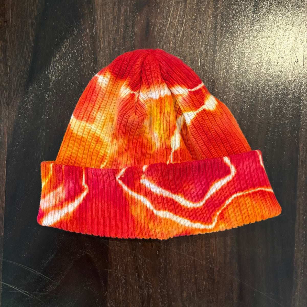 Riverstone Hand-Dyed Tie-Dye Beanie - Red, Orange, & Yellow
