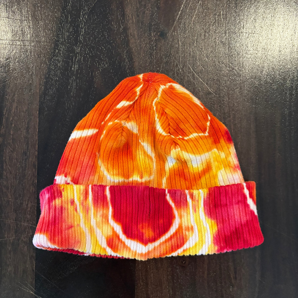 Riverstone Hand-Dyed Tie-Dye Beanie - Red, Orange, & Yellow