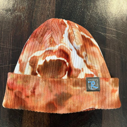 Riverstone Hand-Dyed Tie-Dye Beanie - Rust Brown