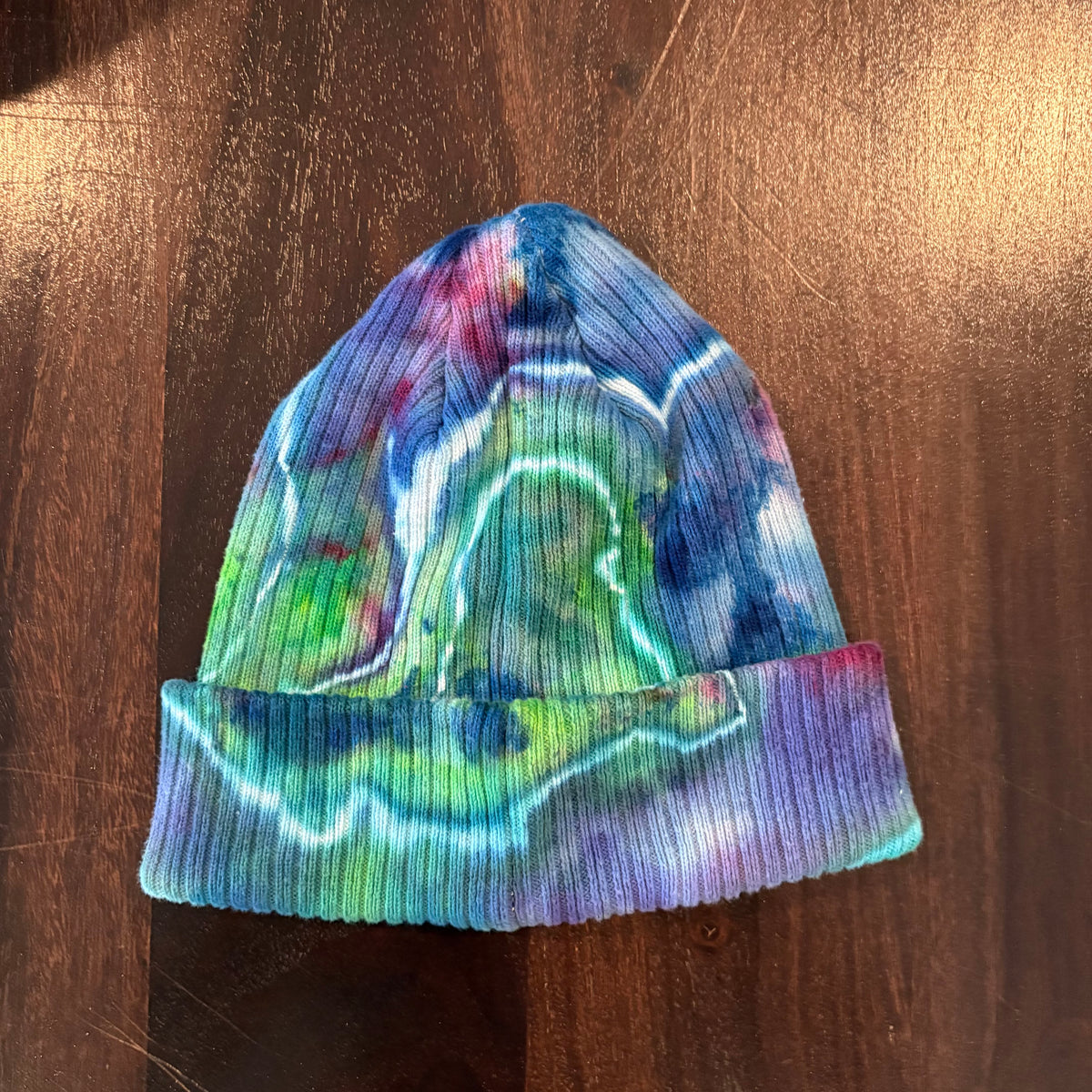 Riverstone Hand-Dyed Tie-Dye Beanie - Blue, Green, & Purple