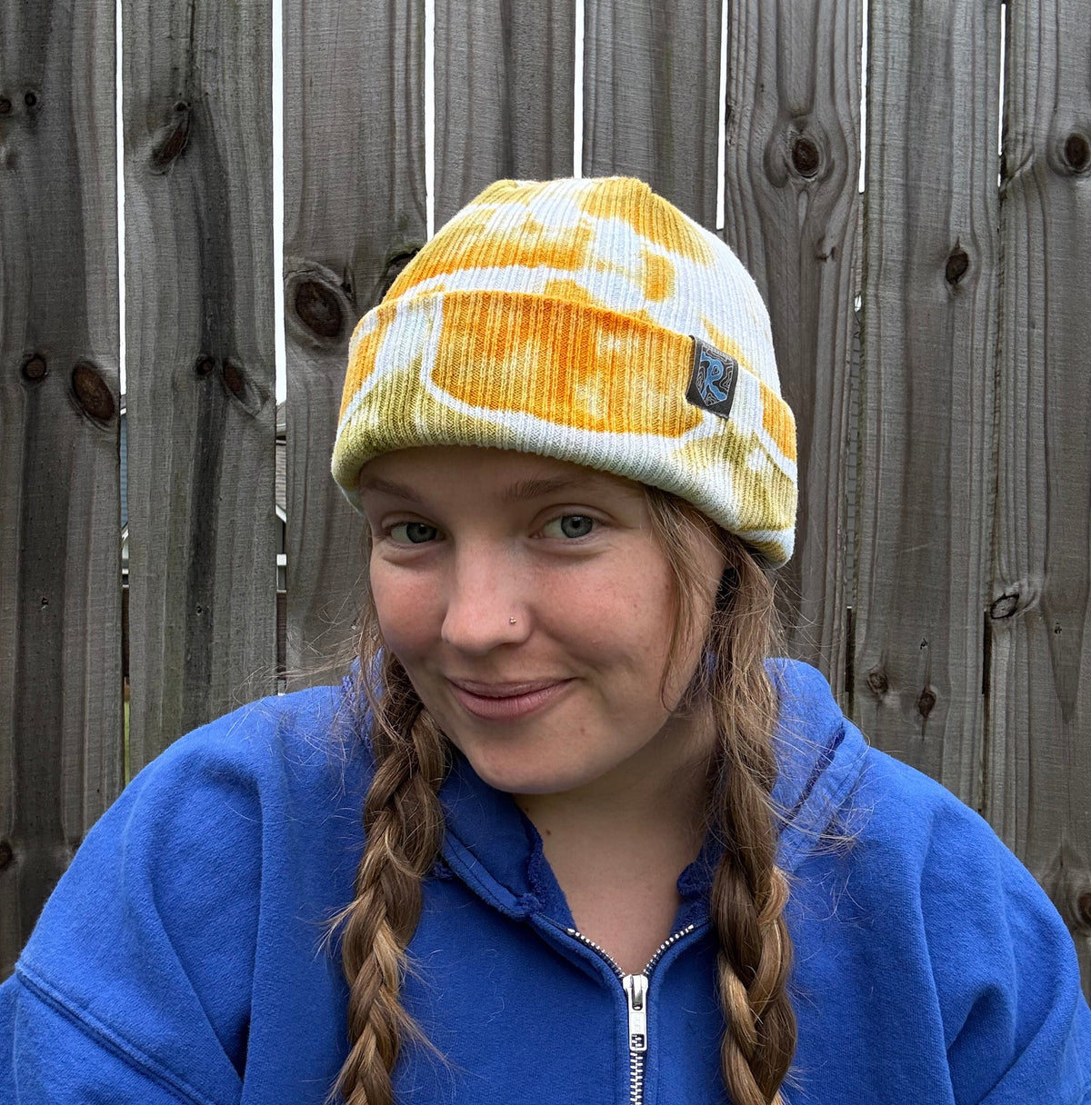 Riverstone Hand-Dyed Tie-Dye Beanie - Yellow & Earthy Green
