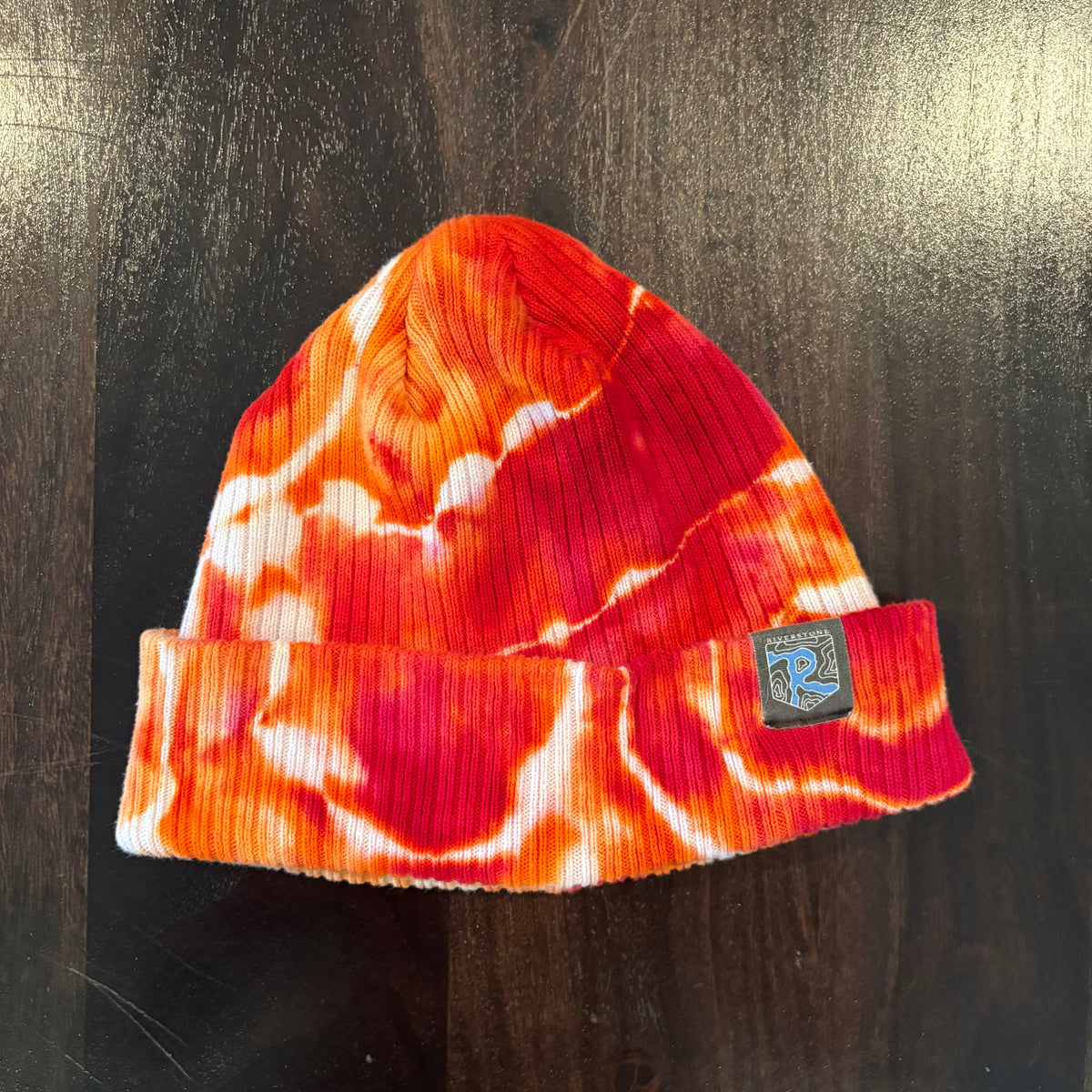 Riverstone Hand-Dyed Tie-Dye Beanie - Red & Orange