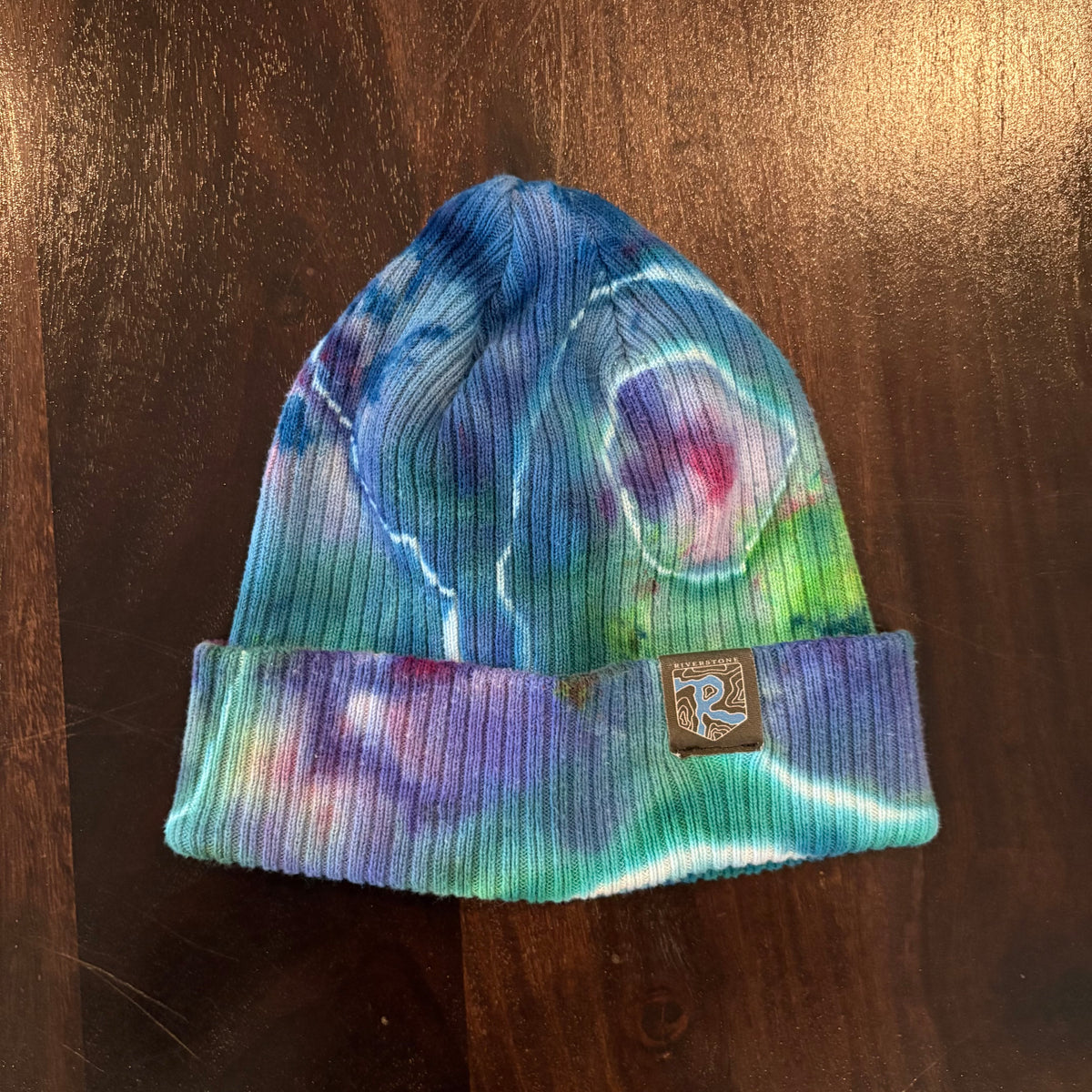 Riverstone Hand-Dyed Tie-Dye Beanie - Blue, Green, & Purple