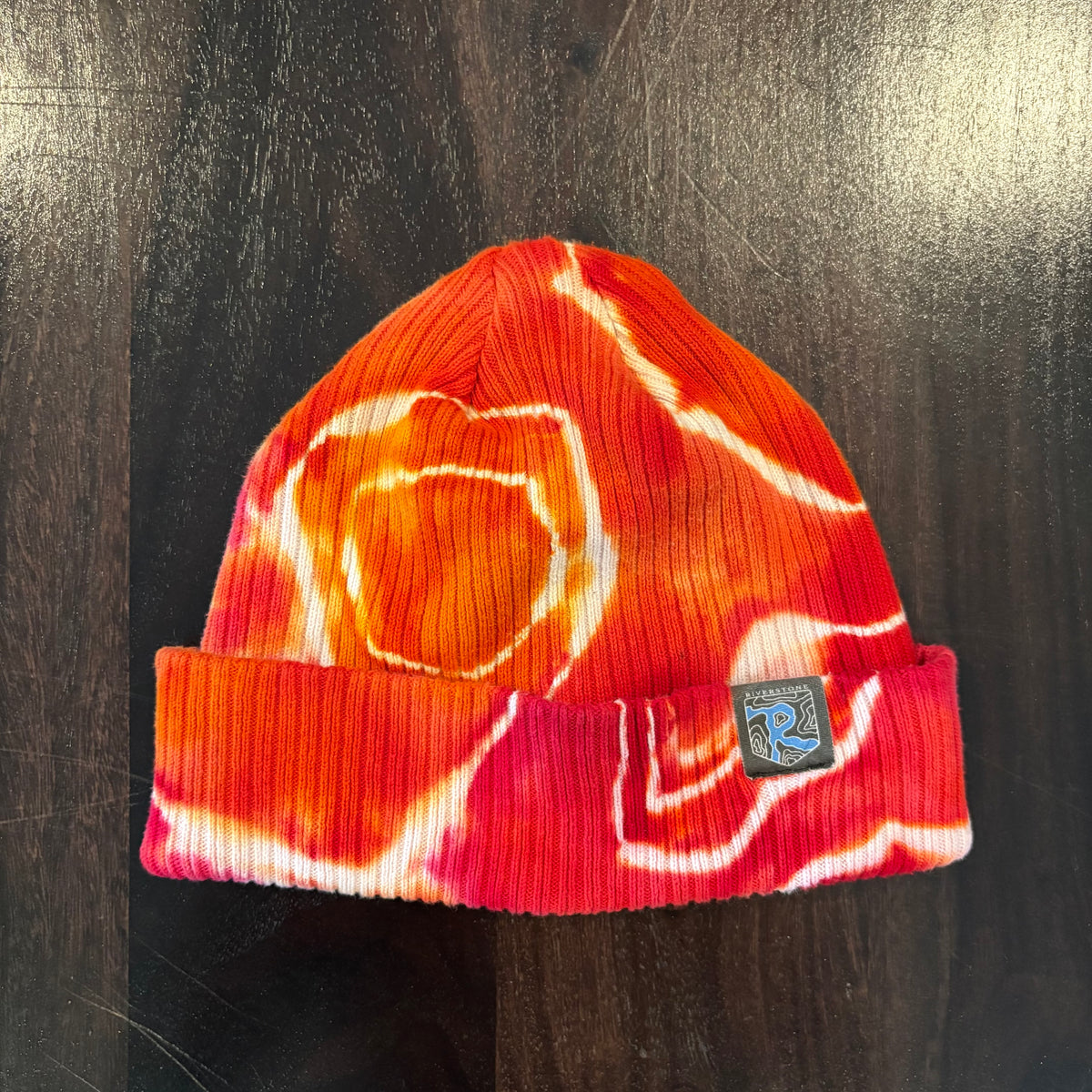 Riverstone Hand-Dyed Tie-Dye Beanie - Red, Orange, & Yellow