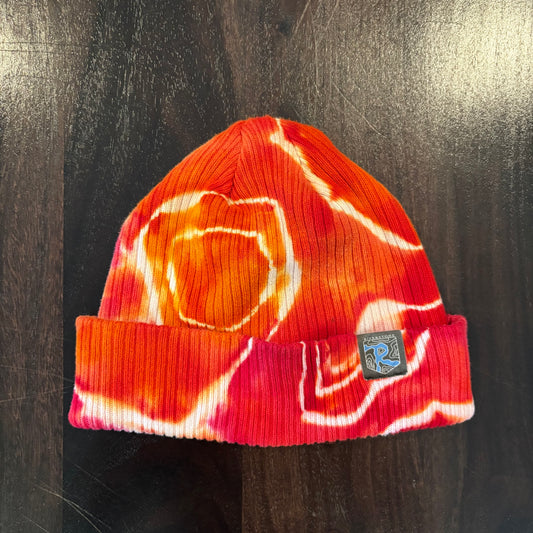 Riverstone Hand-Dyed Tie-Dye Beanie - Red, Orange, & Yellow