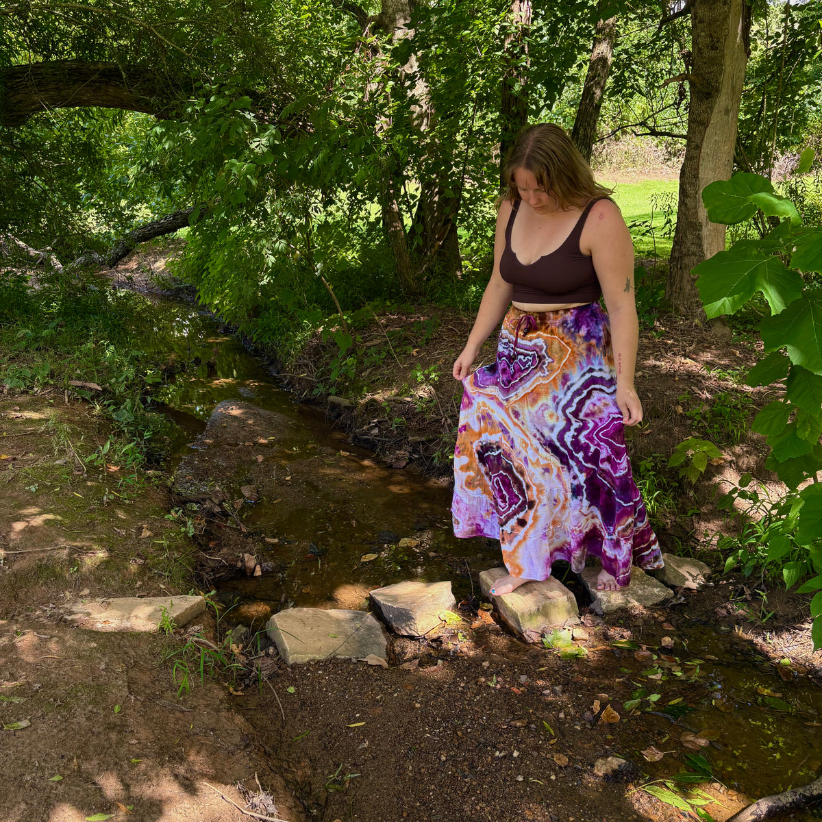 Take-Out Skirt | Large Purple & Brown – Hand-dyed Skirt for Women with Pockets