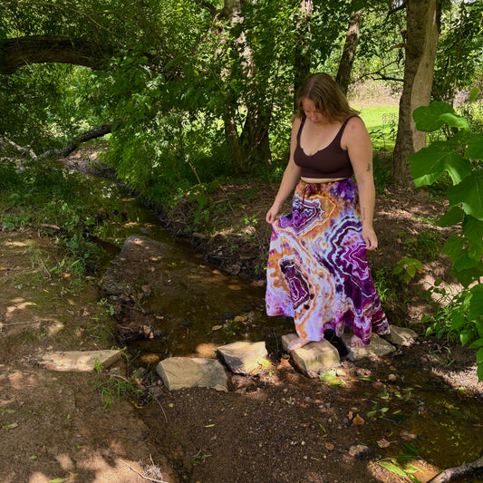 Take-Out Skirt | Large Purple & Brown – Hand-dyed Skirt for Women with Pockets