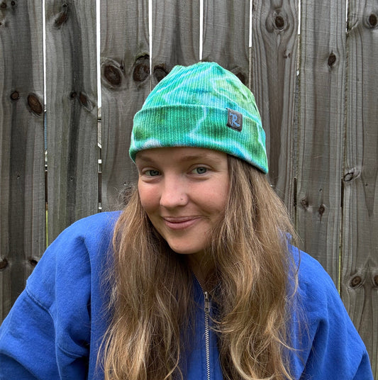 Riverstone Hand-Dyed Tie-Dye Beanie - Seafoam Green