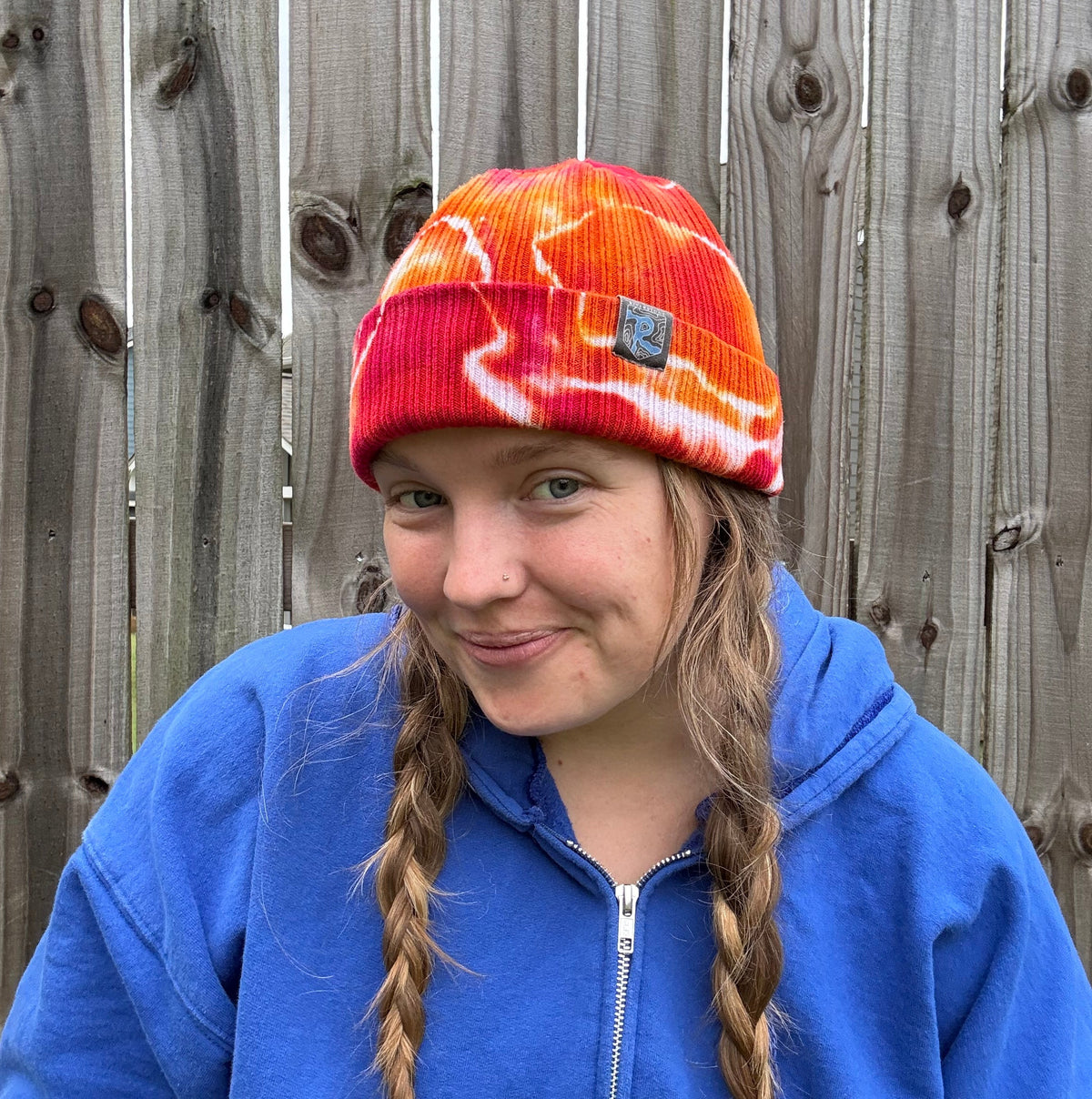 Riverstone Hand-Dyed Tie-Dye Beanie - Red, Orange, & Yellow