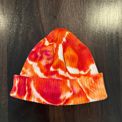 Riverstone Hand-Dyed Tie-Dye Beanie - Red & Orange