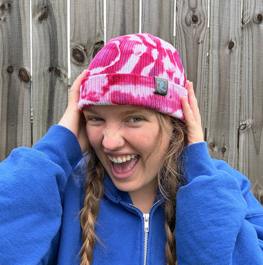 Riverstone Hand-Dyed Tie-Dye Beanie - Pink