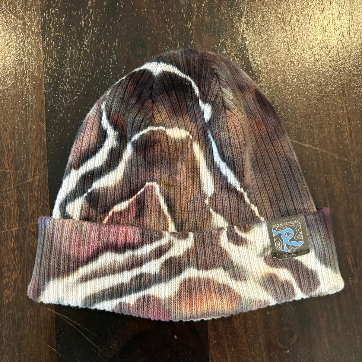 Riverstone Hand-Dyed Tie-Dye Beanie - Black