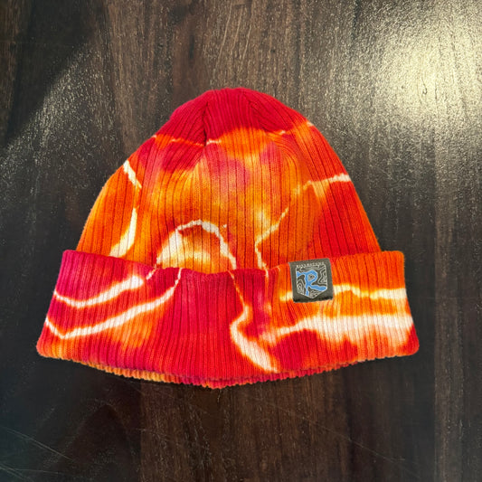 Riverstone Hand-Dyed Tie-Dye Beanie - Red, Orange, & Yellow