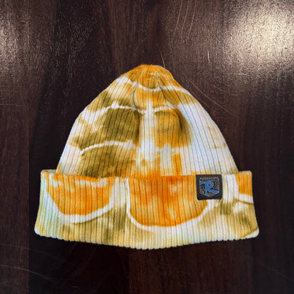 Riverstone Hand-Dyed Tie-Dye Beanie - Yellow & Earthy Green