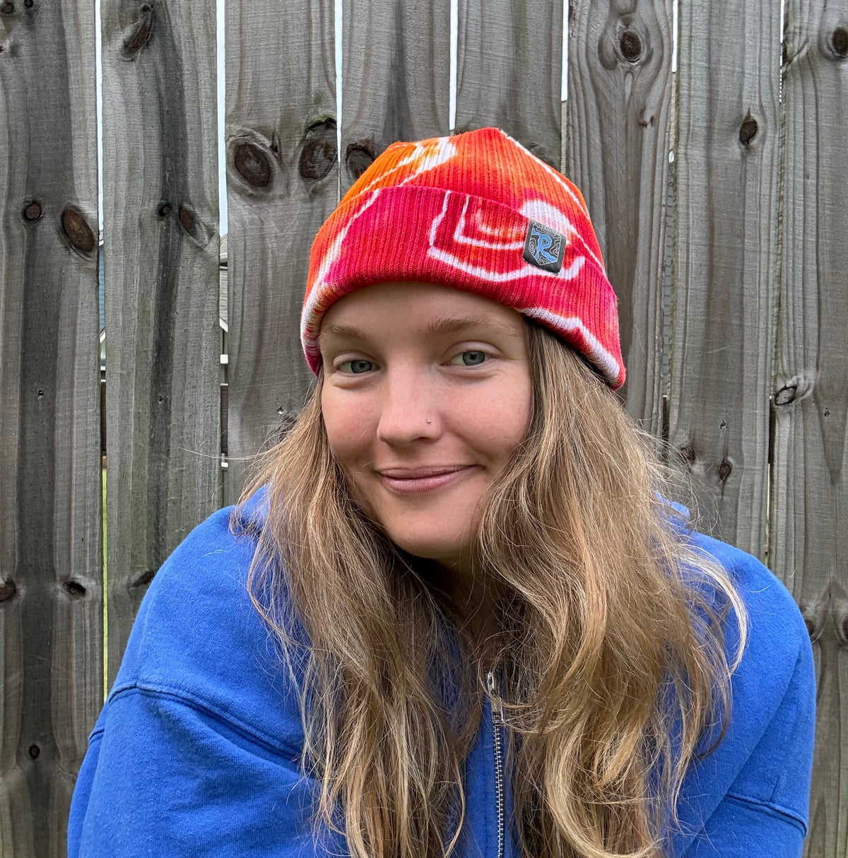 Riverstone Hand-Dyed Tie-Dye Beanie - Red, Orange, & Yellow