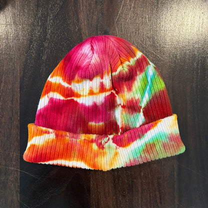Riverstone Hand-Dyed Tie-Dye Beanie - Green, Orange, Fushcia, & Yellow