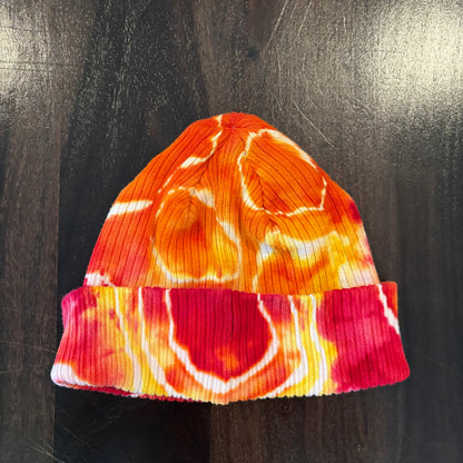 Riverstone Hand-Dyed Tie-Dye Beanie - Red, Orange, & Yellow