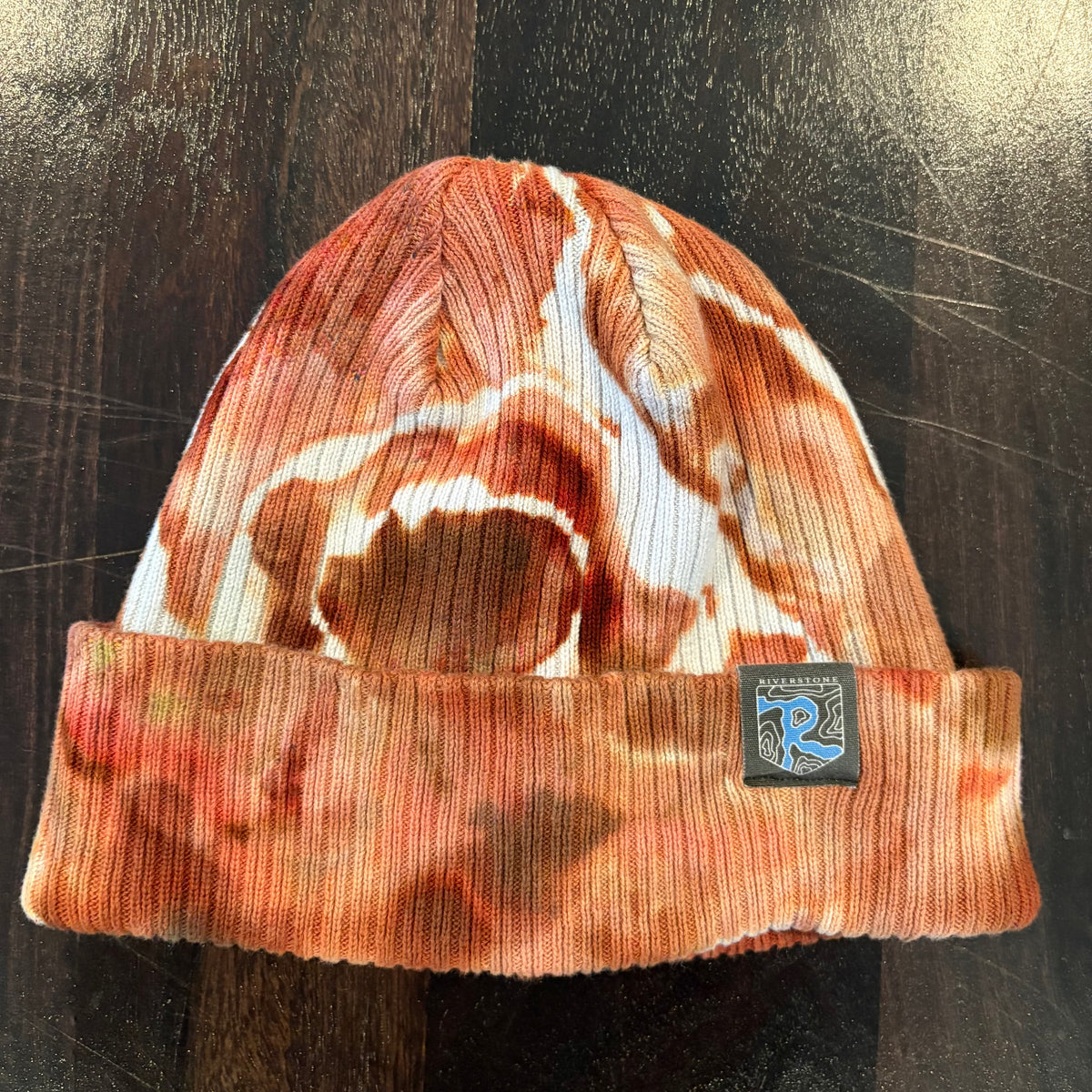 Riverstone Hand-Dyed Tie-Dye Beanie - Rust Brown