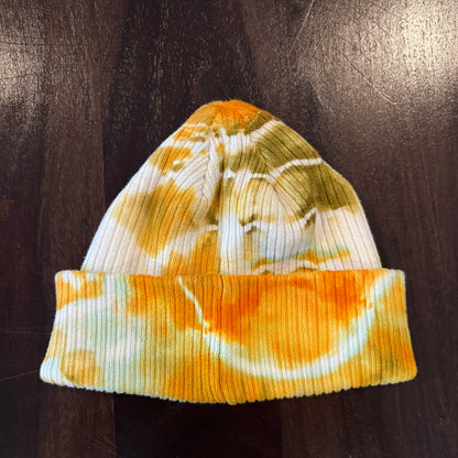 Riverstone Hand-Dyed Tie-Dye Beanie - Yellow & Earthy Green